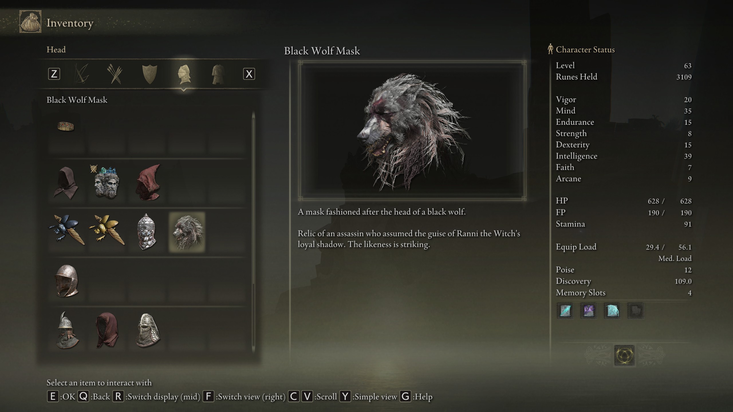 Elden Ring Black Wolf Mask